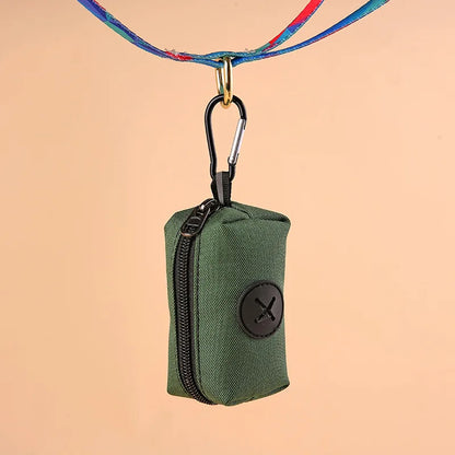 Canvas Dog Poop Bag Holder, Outdoor Pet Waste Bag Dispenser with Carabiner Clip, Animal Waste Collection Pouch