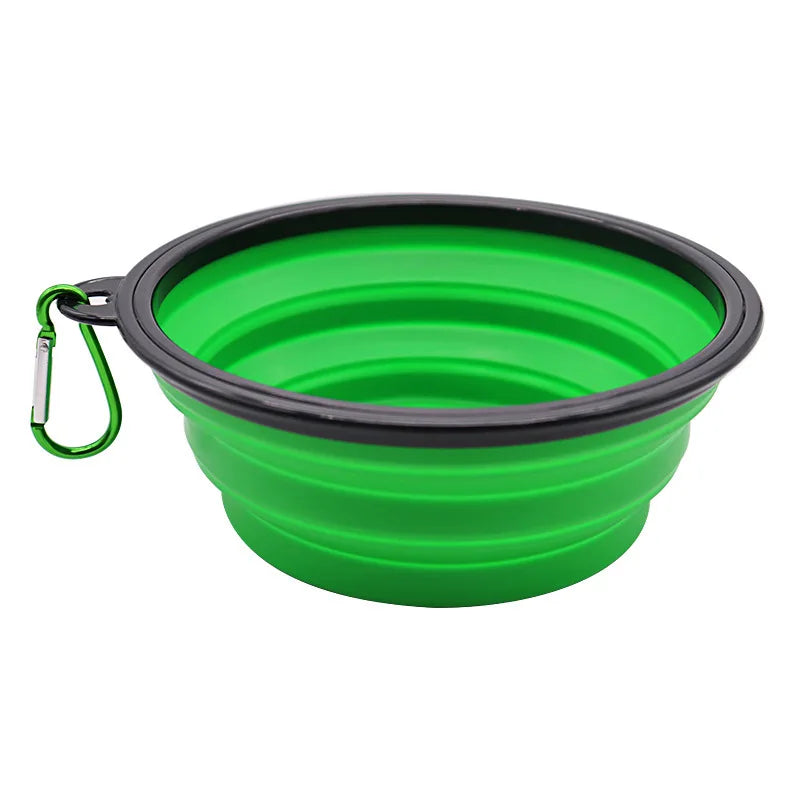 Folding Portable Silicone Dog Feeder Bowl 2 In 1 Pet Dispenser Outdoor Travel Dog Cat with Carabiner Bottle Food Water Container
